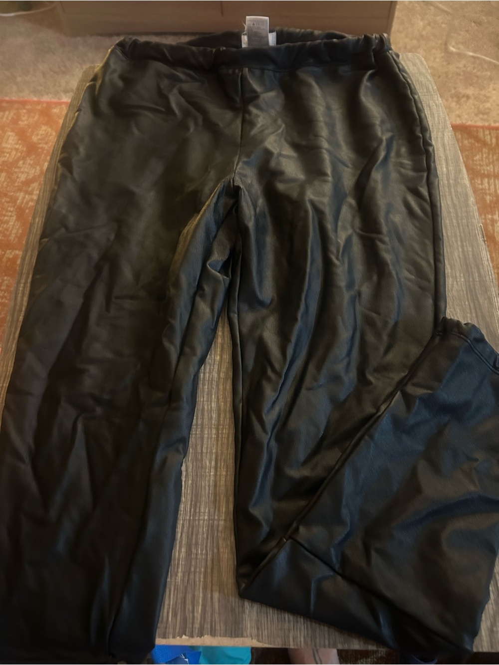 Women Black Faux Leather Pants